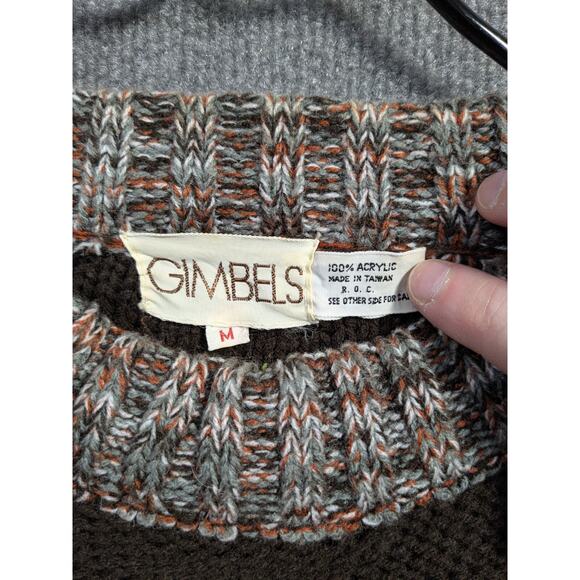 Vtg Gimbels Sweater Mens Medium Southwestern Aztec Graphic Print 70s 80s Knit - Picture 4 of 10